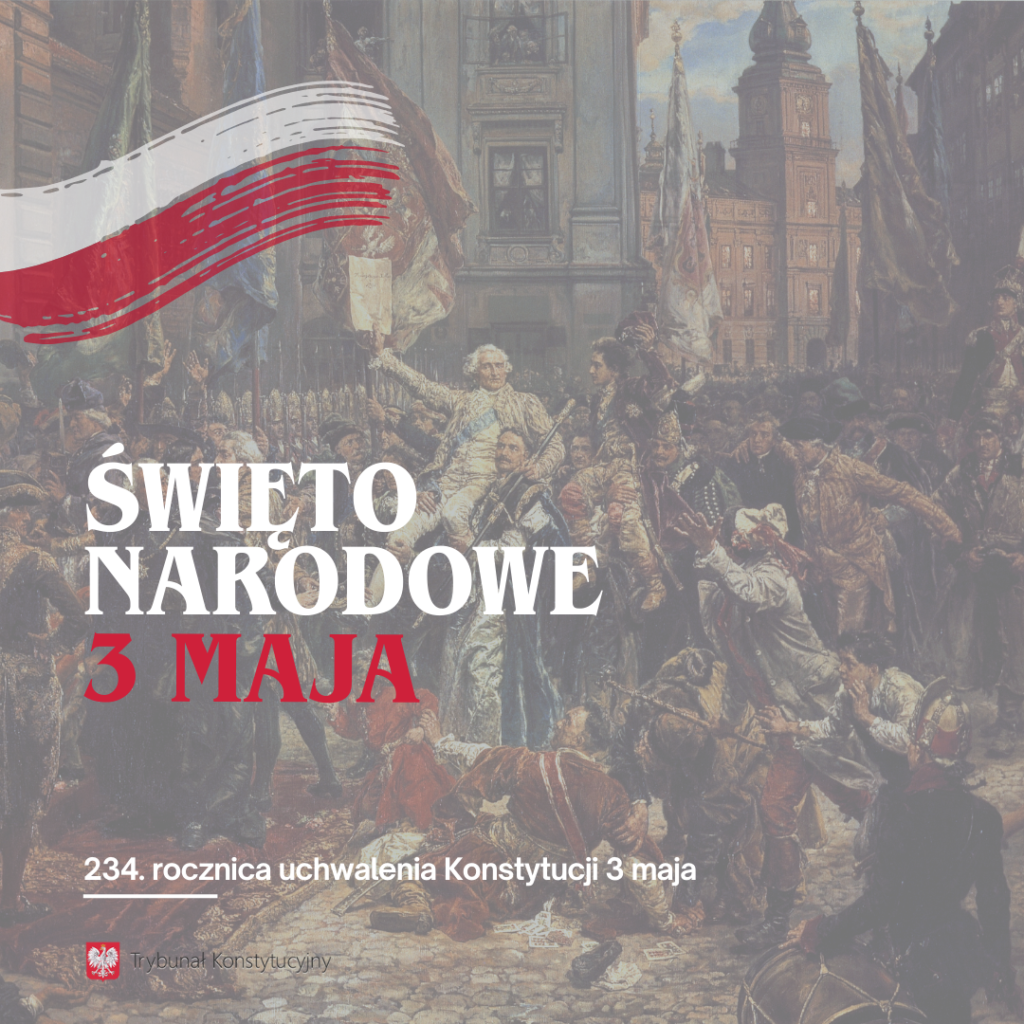 Grafika TK z tytułem święta i fragmentem obrazu Jana Matejki Konstytucja 3 Maja 1791 roku